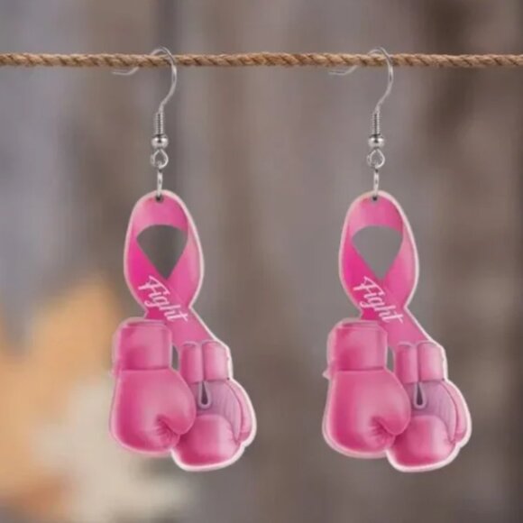 Jewelry - New Hope Cancer Awareness Pink Ribbon Earrings
